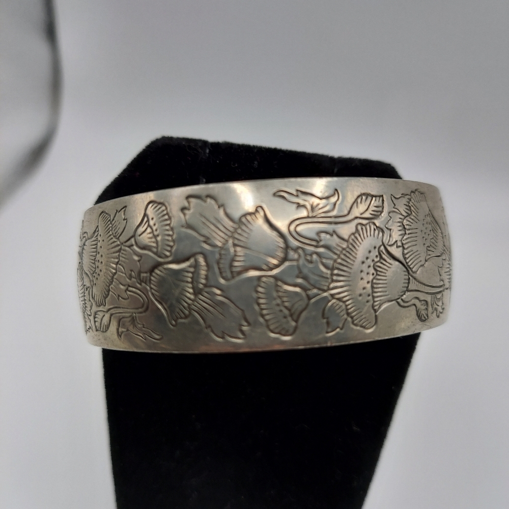 Kirk's Pewter Cuff Bracelet- Popies